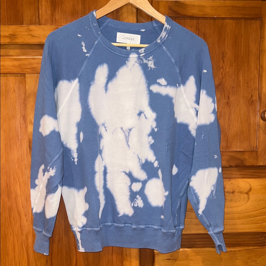 Women’s Oversized Long Sleeve Blue Tie Dye Sweatshirt By The Great